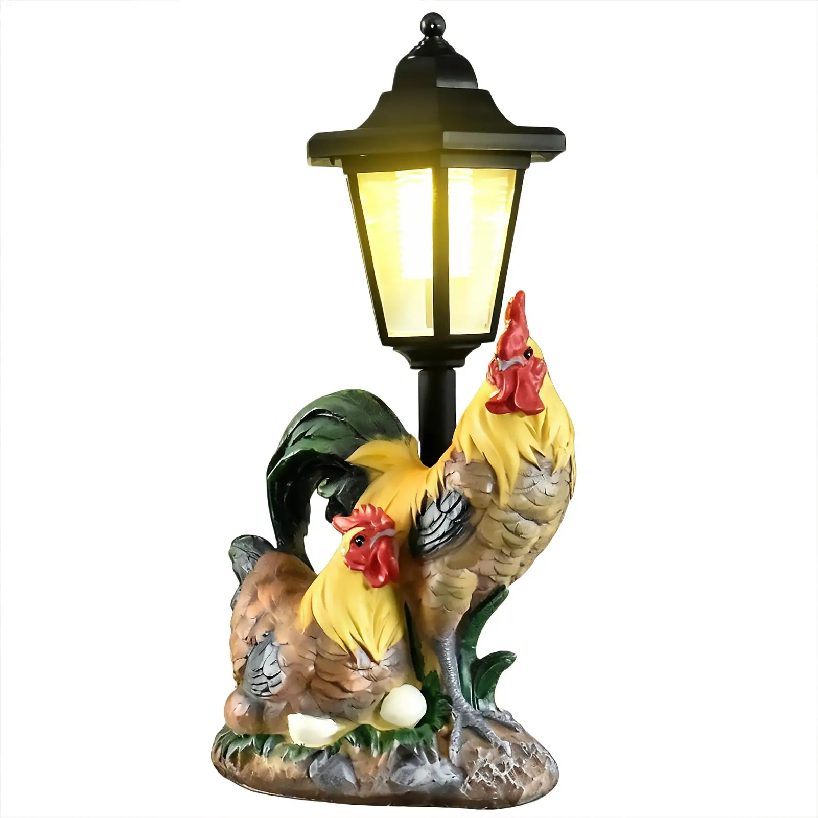 

Solar Powered Chicken Garden Lamp Animal Resin Sculpture Figurine Light Cute Sculpture Lamp Lawn Courtyard Garden Decoration