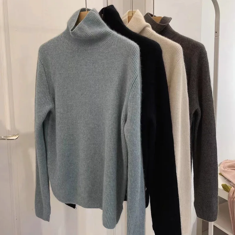 Turtleneck sweater female autumn and winter wool raccoon velvet senior sense with a slim knit undershirt thickened winter