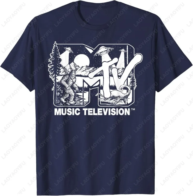 Mademark X MTV Cryptid-Filled Logo Feat Bigfoot UFO Nessie Sketch T-Shirt Vintage Creative Men Print Adult O-neck Cotton Tops
