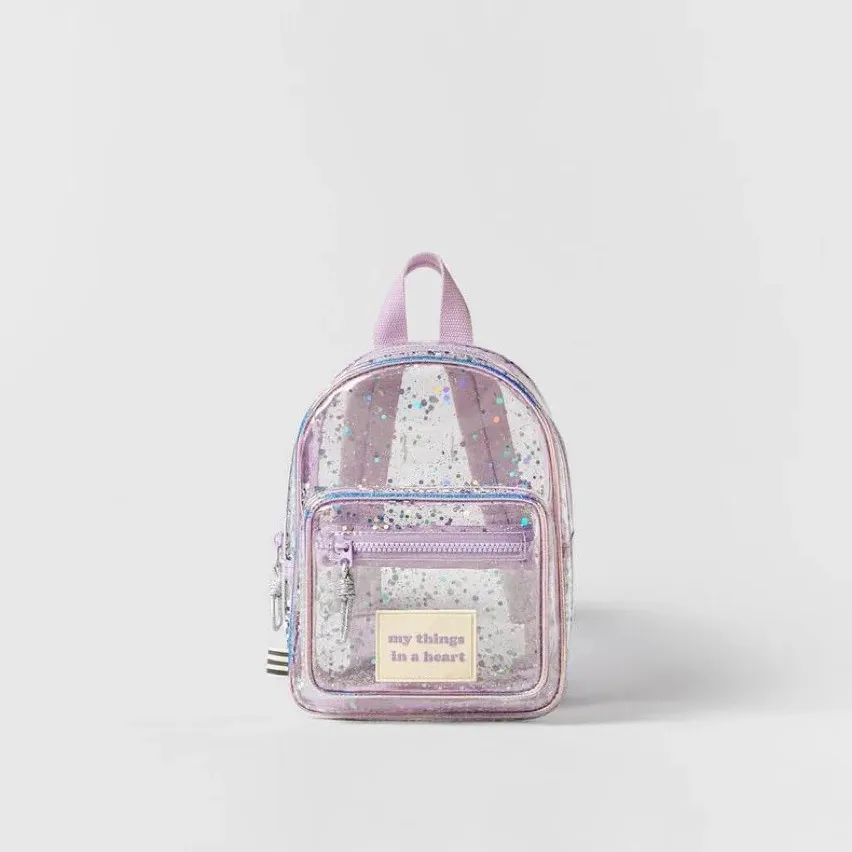 Girls Mini School Bags Fashion Trendy Ornament Child Simple Breathable New Designer Purple Transparent Backpack With Zipper