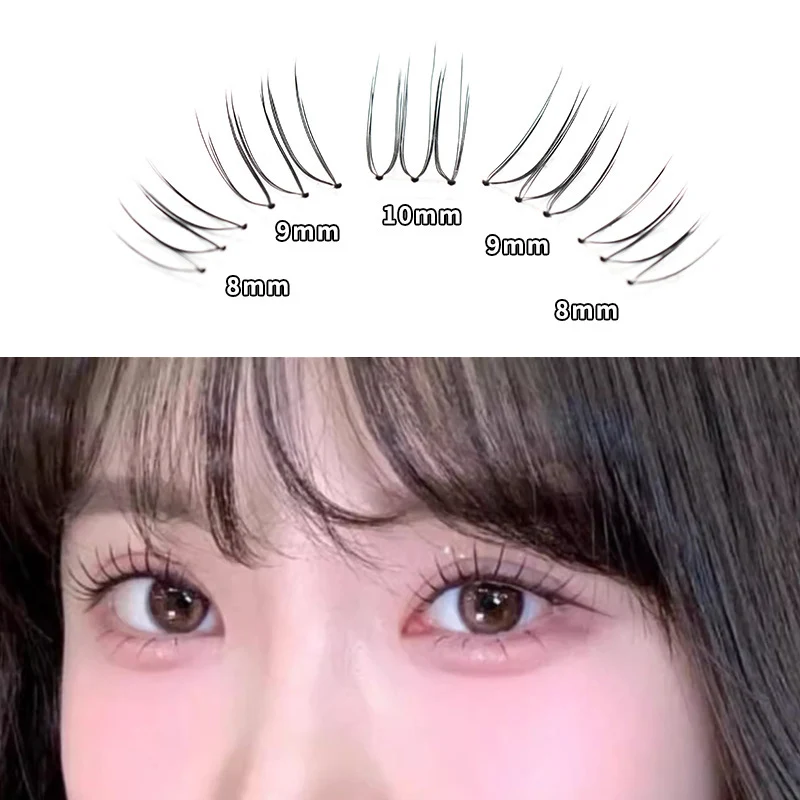 رموش صناعية مجزأة على شكل حرف U رموش K-pop الكورية مجموعات فردية طبيعية ، رموش مانغا ذات سعة كبيرة يمكنك صنعها بنفسك