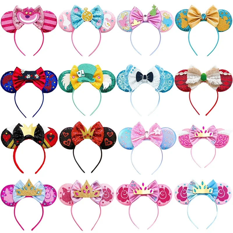 Disney Alice in Wonderland Ear Headband Girl Cheshire Cat Hairband For Women Red Queen Headwear Kids Mad Hatter Hair Accessories