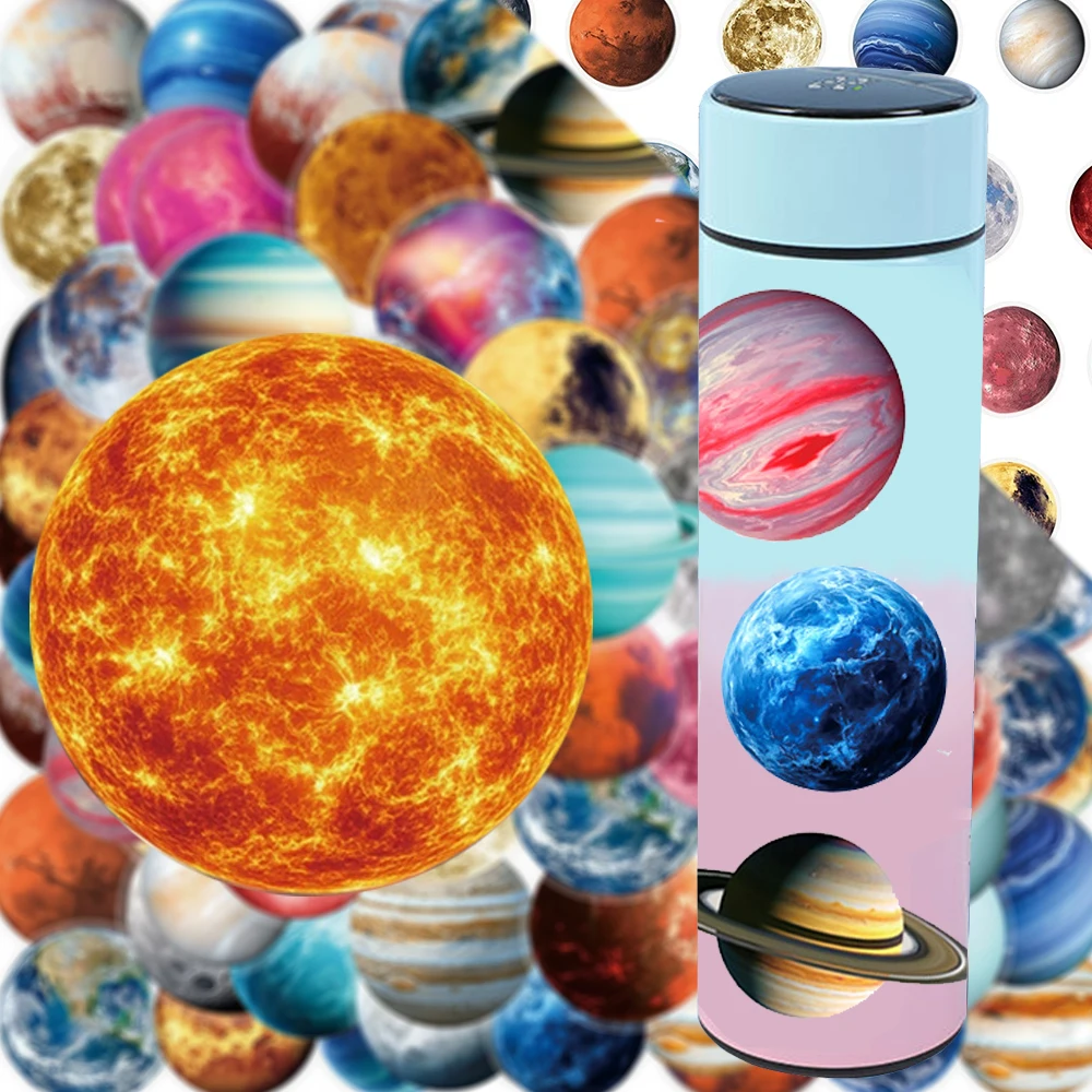 

10/30/50pcs Cool Universe Planet Moon Cartoon Stickers Aesthetic DIY Motorcycle Guitar Notebook Phone Waterproof PET Sticker Toy
