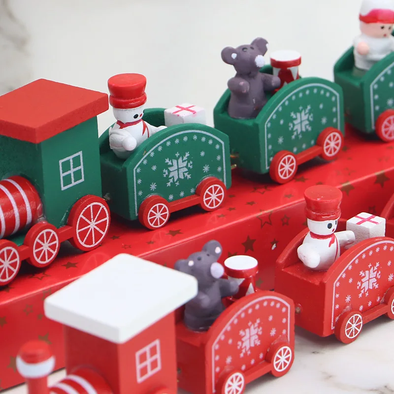 (1 Piece/pack) Christmas Train Gift Display Window Display Mini Desktop Wooden Festive Atmosphere Scene Decorations DIY