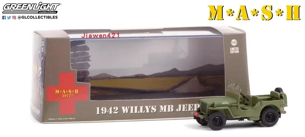 

1:43 1942 Willys MB Jeep-MASH литая под давлением модель автомобиля из металлического сплава, игрушки для коллекции подарков