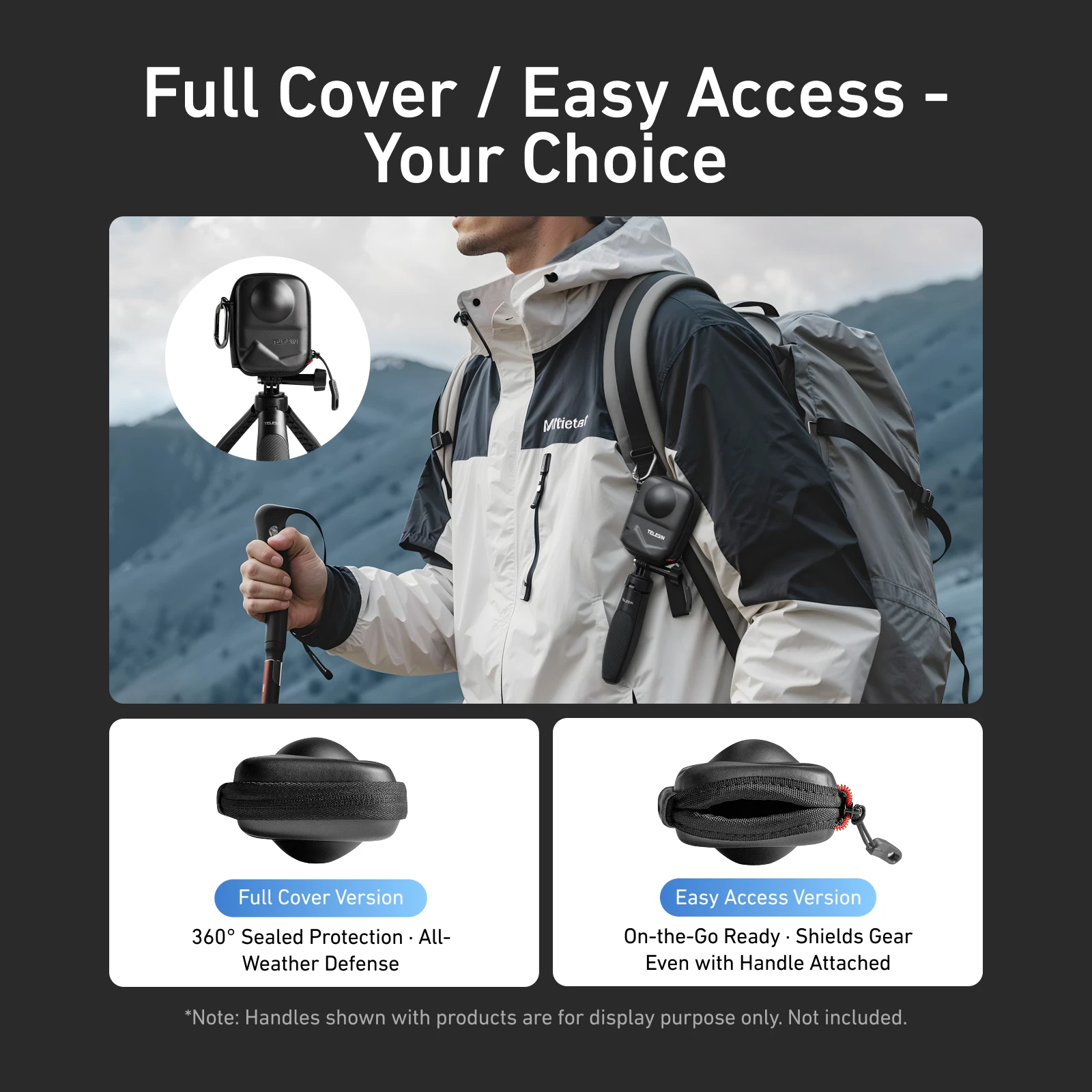 TELESIN حقيبة حماية صغيرة نحى نصف مفتوحة الإفراج السريع حمل حقيبة التخزين ل DJI OSMO 360 كاميرا الملحقات