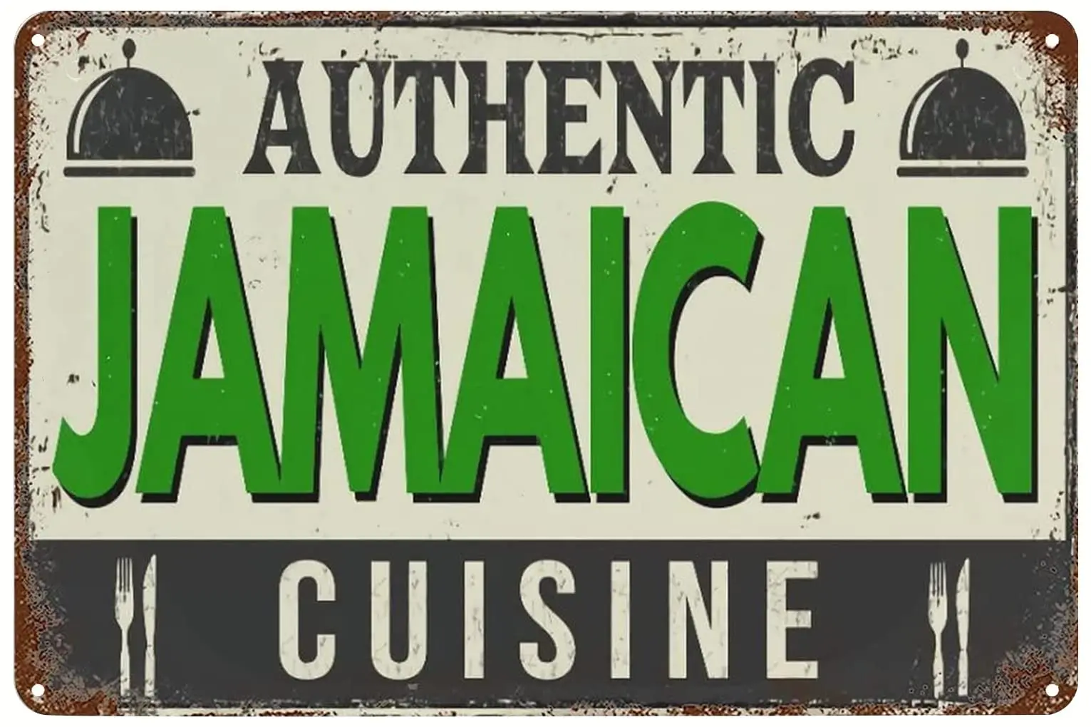 Vintage Metal Signs Authentic Jamaican Cuisine Tin Sign Retro Poster Wall Art Decor Plaque for Home Bar Cafe Club Dinning Room G