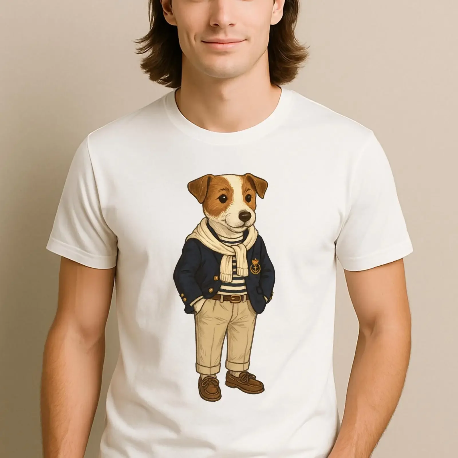 Preppy Jack Russell Terrier T Shirt Yacht Club vintage Washed Casual Soft fashion streetwear Top For Everyday Wear Comfortable