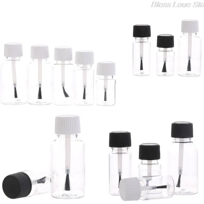 5/10/15/20/30ml Plastic Refillable Empty Nail Polish Bottles Leakproof Storage Jars Liquid Empty Bottle With Brush Cap DIY Craft