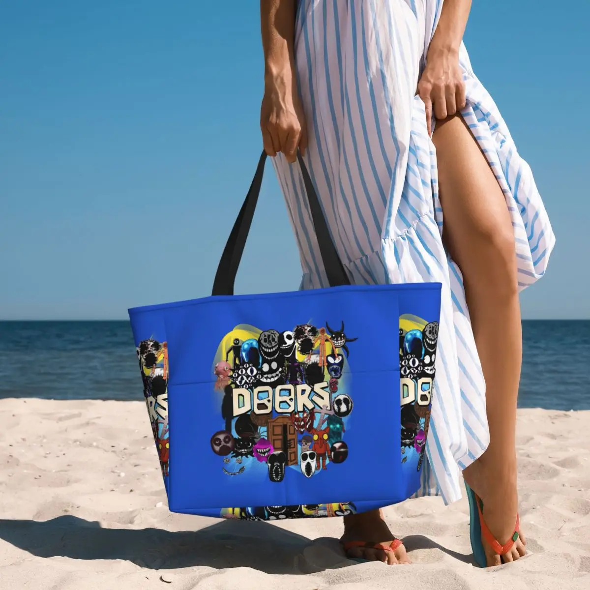 Doors All The Entities New Doors Game Update Beach Tote Bag Sport Gym Yoga Duffle Large Tote Bag Women Travel Bag Fitness bag