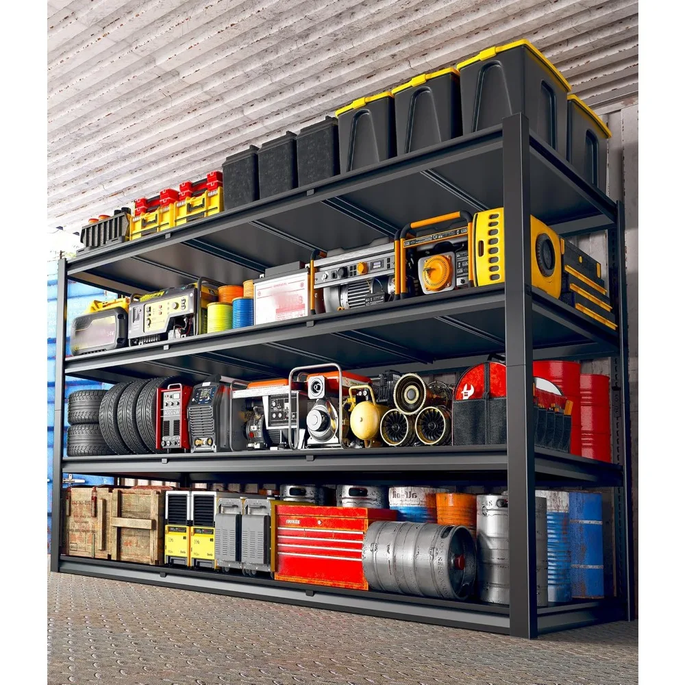 

60" W Garage Shelving Heavy Duty 2650LBS Storage Shelves Metal Shelving, Adjustable Garage Shelves, 4 Tier Industrial Shelf for