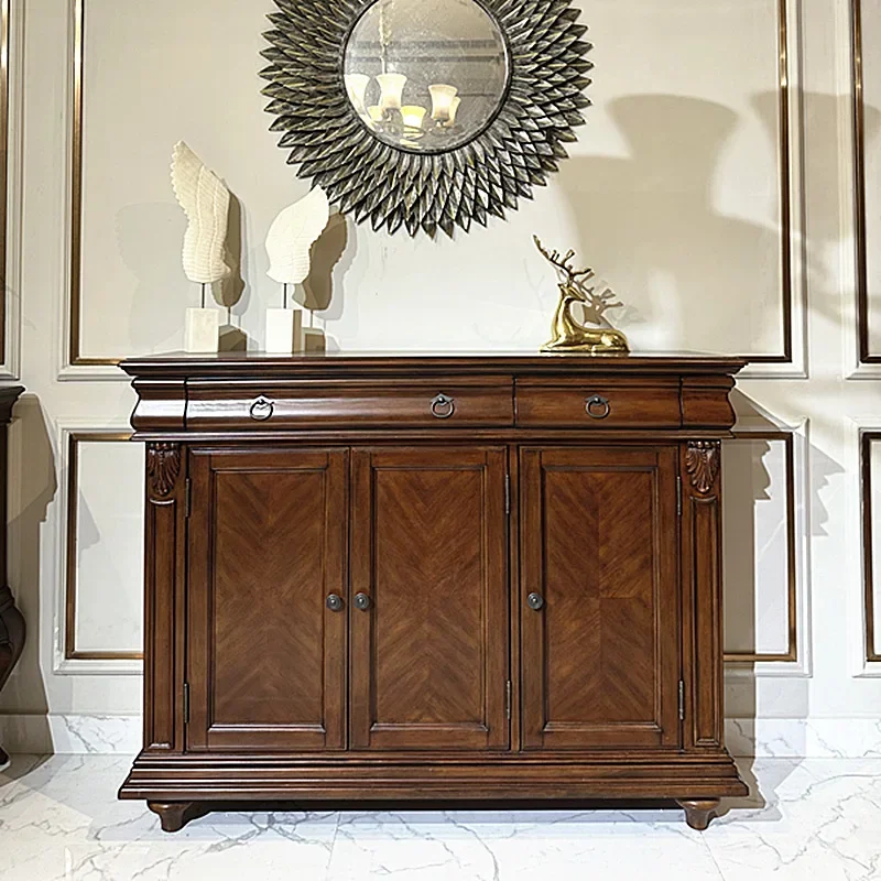 American rural solid wood shoe foyer cabinet modern simple entrance large capacity locker balcony