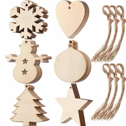 10/20/50Pcs DIY Wooden Christmas Balls Decoration Craft Arts Baubles Tags Hanging Ornament for Home Xmas New Year Kid Gifts
