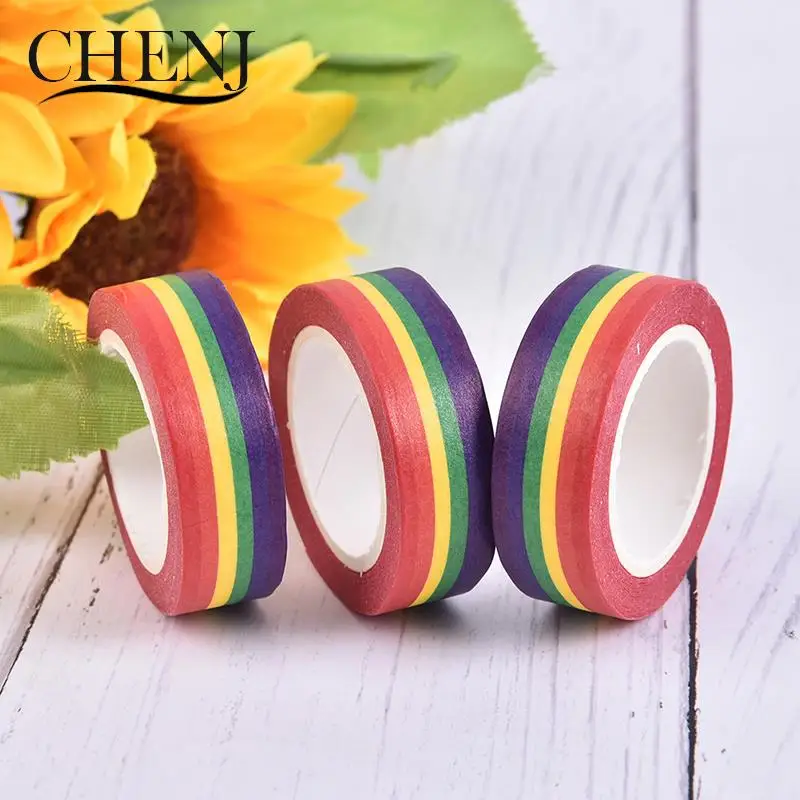 10m/Roll Rainbow Color Sticky Tape Photo Album Scrapbooking Decor Adhesive