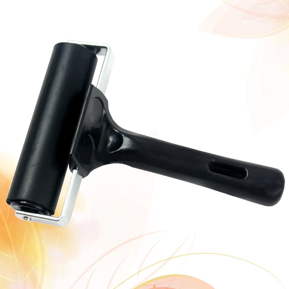 

10 Cm Rubber Roller Heavy Duty Metal Frame Black Printing Tool For Ink Stamping Smooth Rolling Comfort Handle Easy Clean