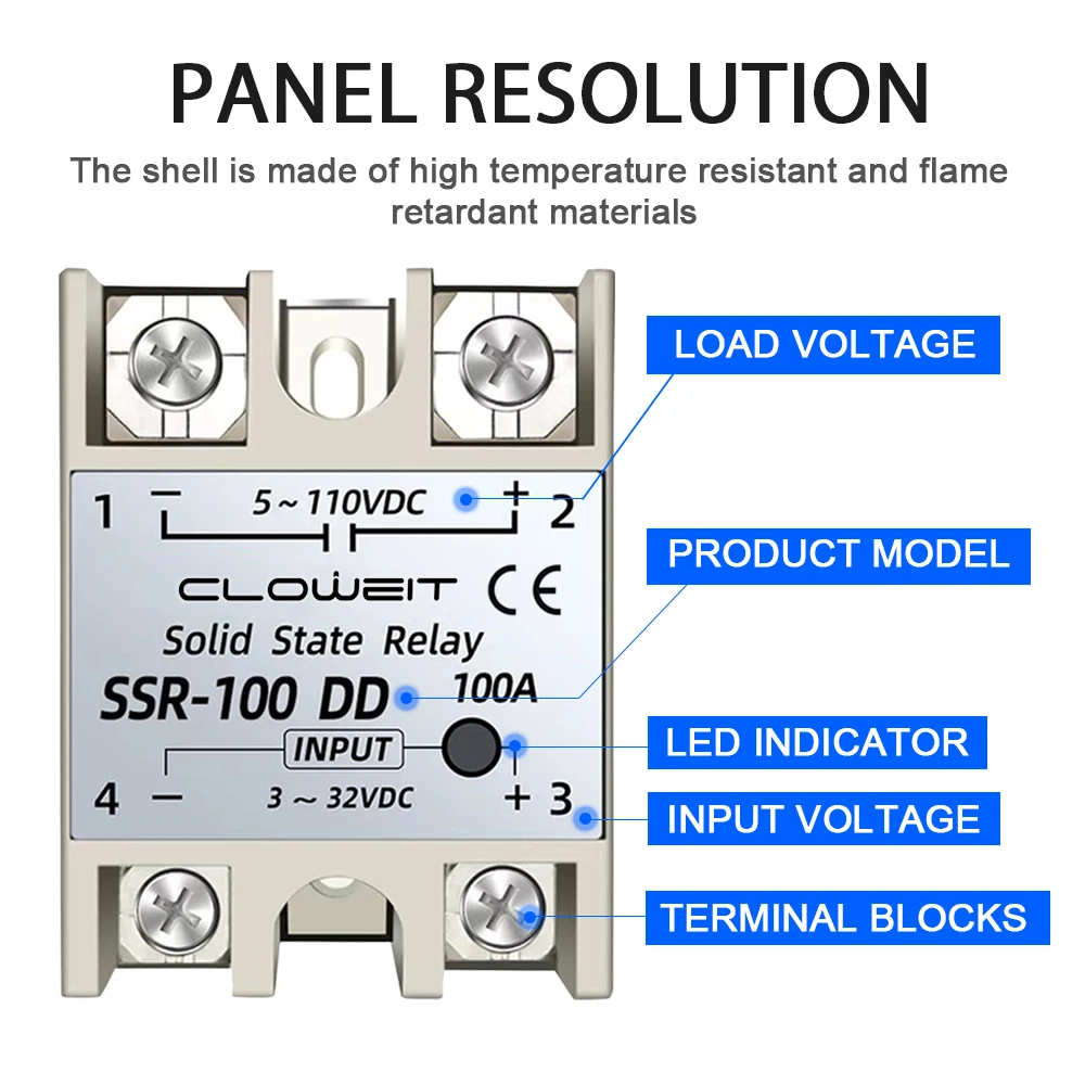 SSR-25DA SSR-40DA SSR-40AA SSR-40DD SSR 10A 25A 40A 60A 80A 100A DD DA AA Solid State Relay Module for PID Temperature Control