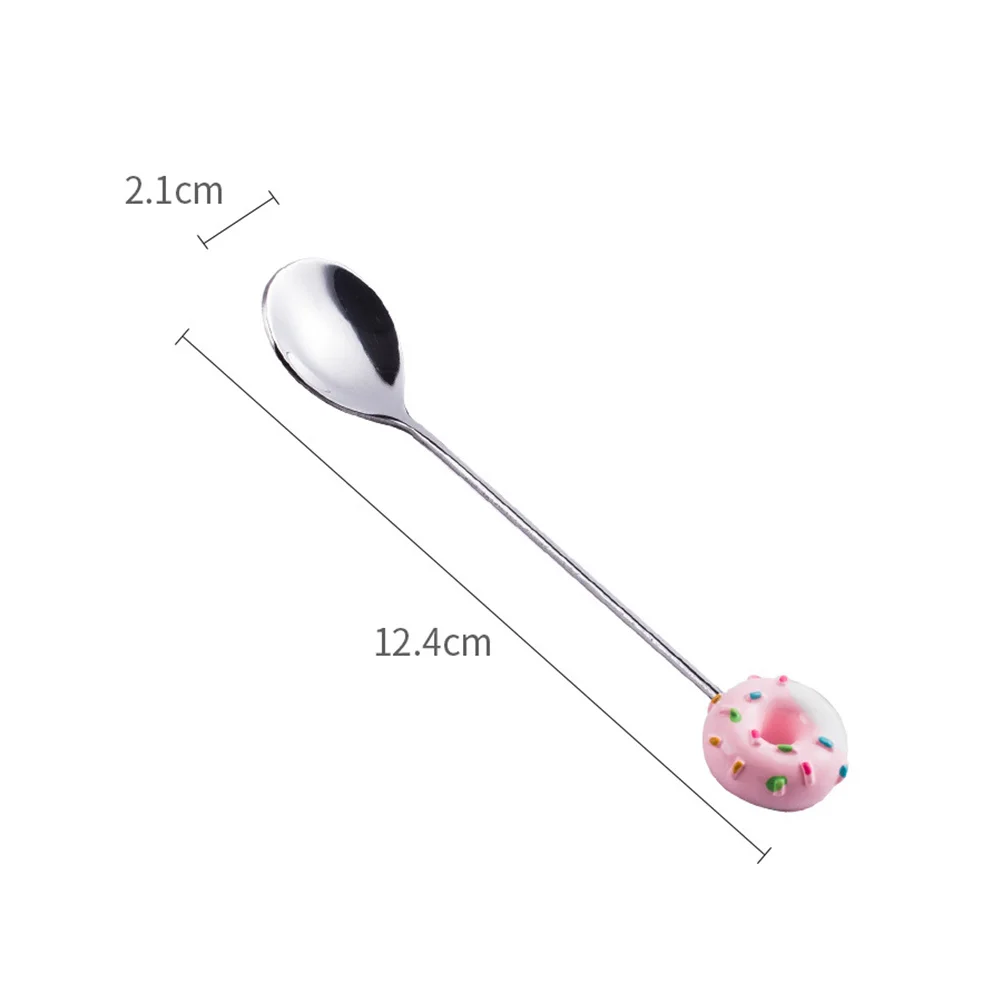 

2Pcs Children Stainless Steel Cartoon Donut Handle Spoon Fork Set Pink Cute Coffee Dessert Stirring Tableware Cutlery for Kids