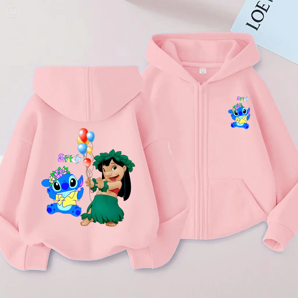 

Colorful and Trendy Printed Disney Stitch Cardigan Hooded Top For Boys and Girls Aged 2-12 Casual and Fashionable Sports Hoodie