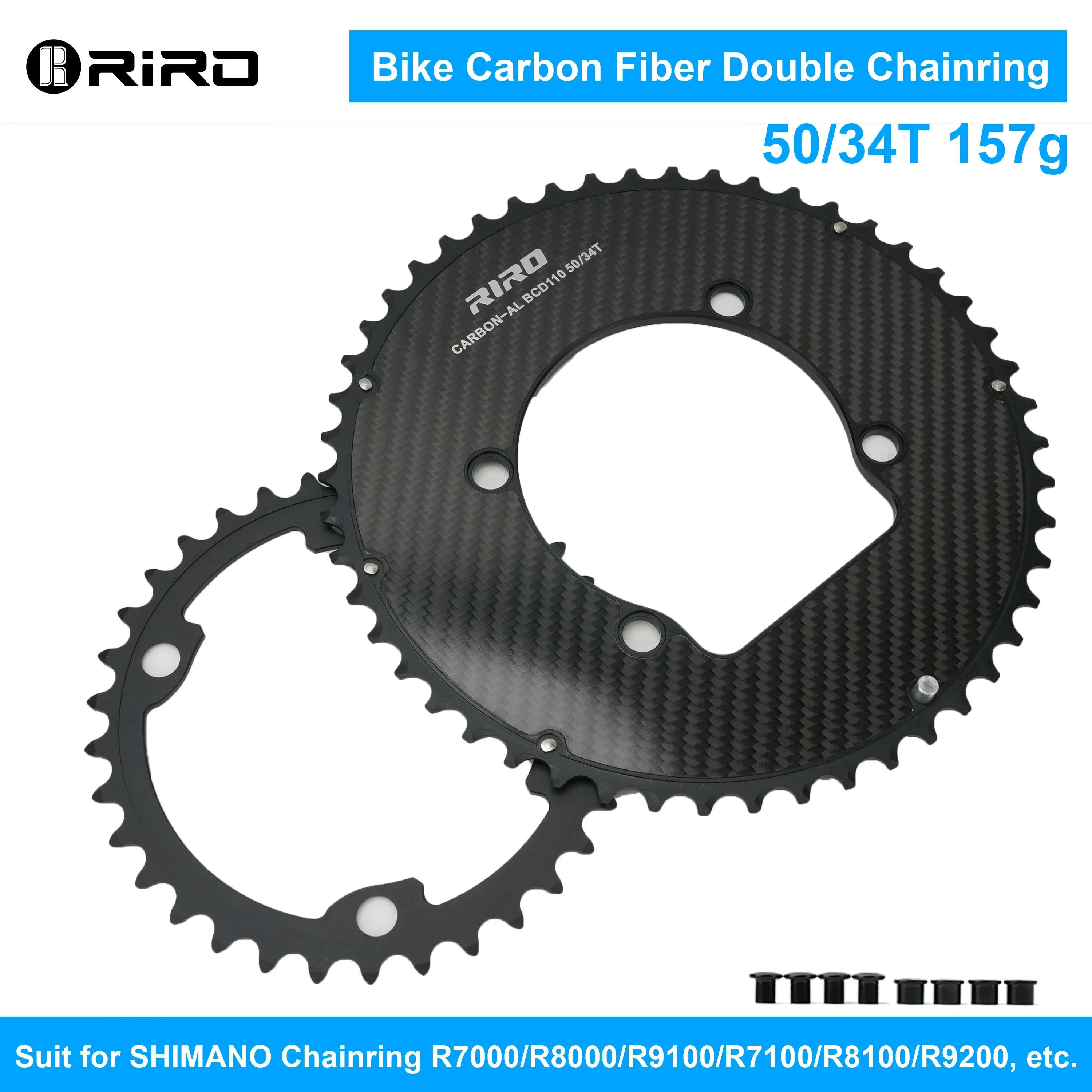 RIRO Road Fiets Kettingblad voor Shimano R7100 R8100 R9200 R7000 R8000 Lichtgewicht Carbon Vouwfiets Kettingblad 110Bcd Kroon