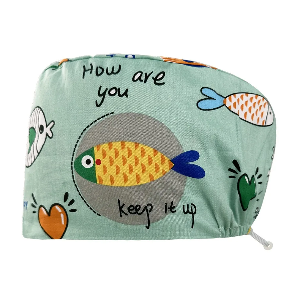 Soft Impresso Operating Room Cotton Hat, Enfermeira Cap, Lab Nursing Scrubs, Moda