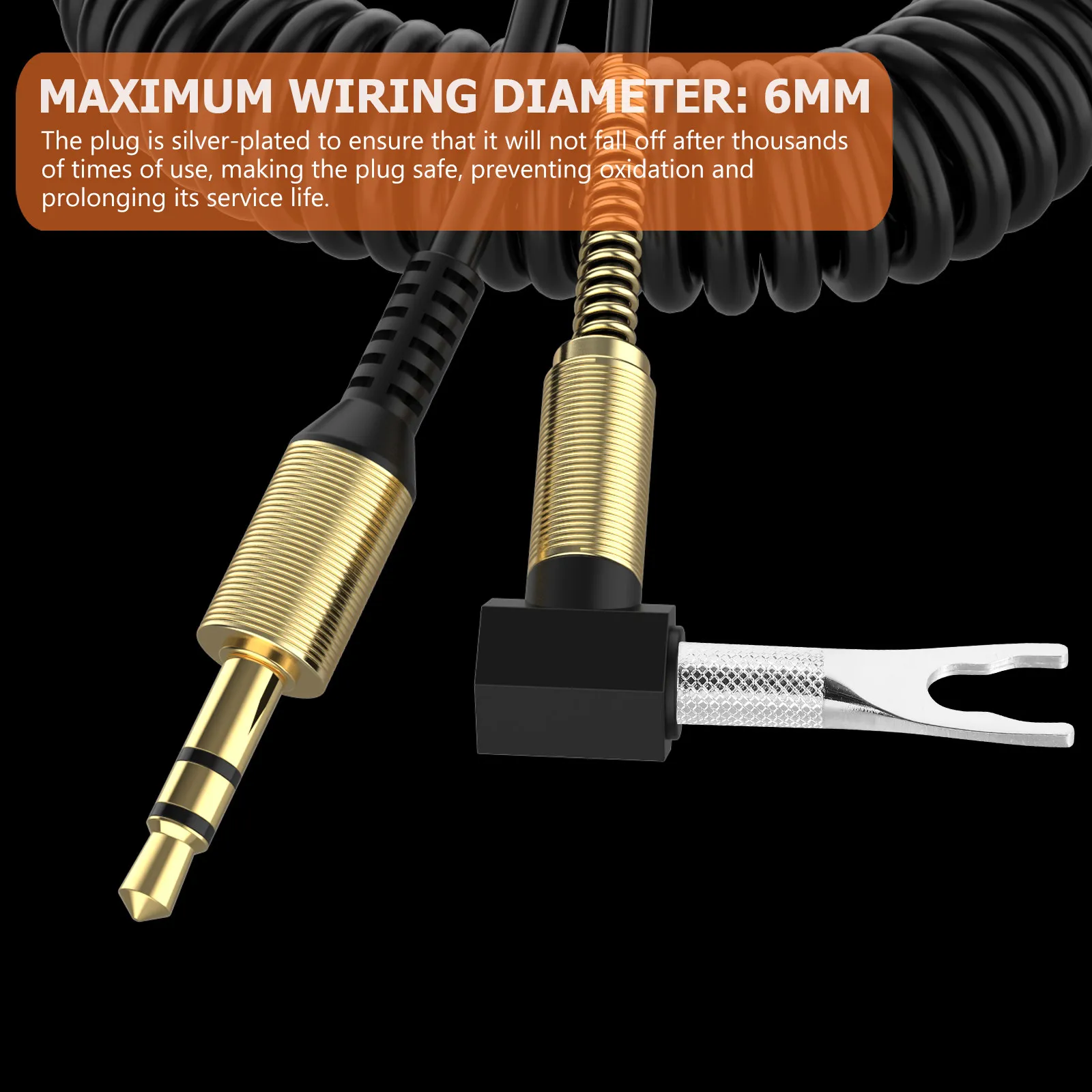Silver Plated Y U Shape Audio Speaker Cable Plug Connector High Temperature Resistance Stable Conductivity Silver Plated Audio