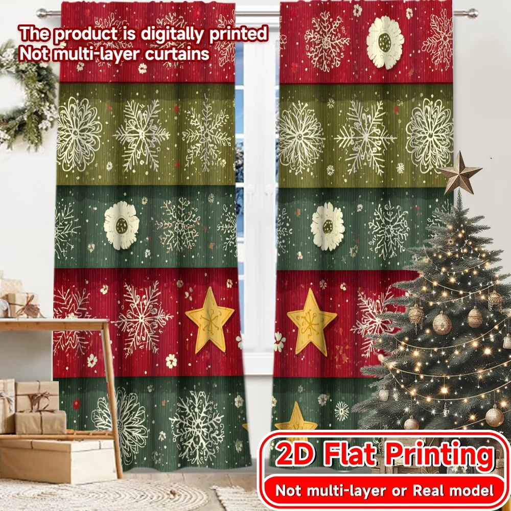 2D FLAT PRINTING 2pcs Curtains (Without Rod) Christmas Gnomes Celebration Valentine is day Festival Popular Curtains&Drapes