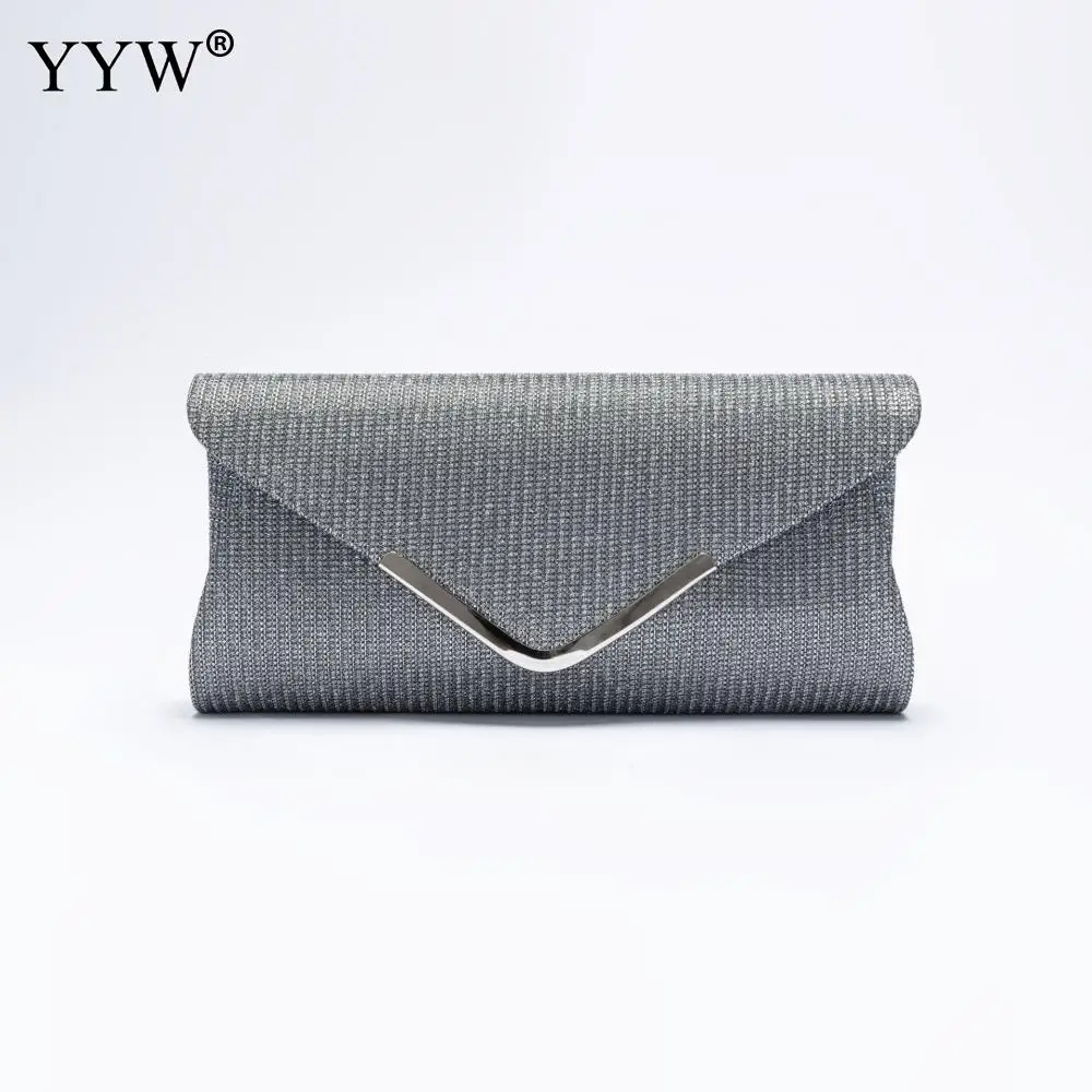 Glitter Envelope Clutch Shiny Evening Bags Formal Bridal Wedding Clutch Purse Women Prom Cocktail Party Silver Black Chain Bag