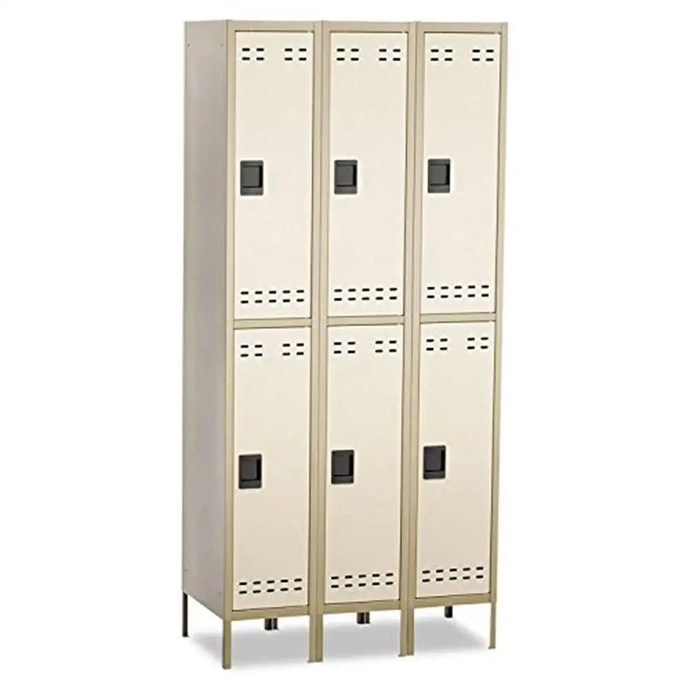 Double Tier Steel Locker with Recessed Locking Handle 18"D x 36"W x 78"H Adjustable Heavy-Gauge Construction Complements  Steel