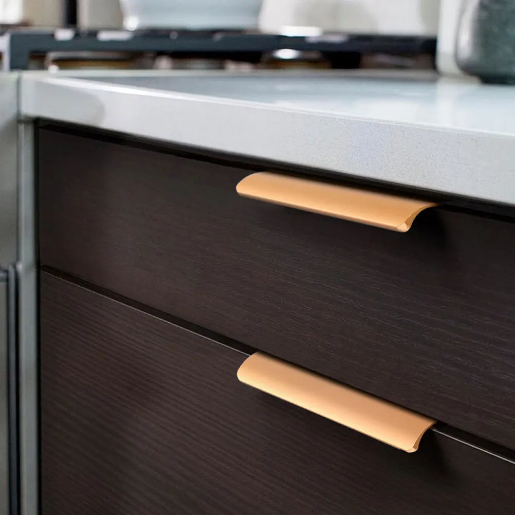 

4pcs Punch-free Door Handle Invisible Cabinet Handles Drawer Kitchen Aluminum Alloy Modern Furniture Pull Handles