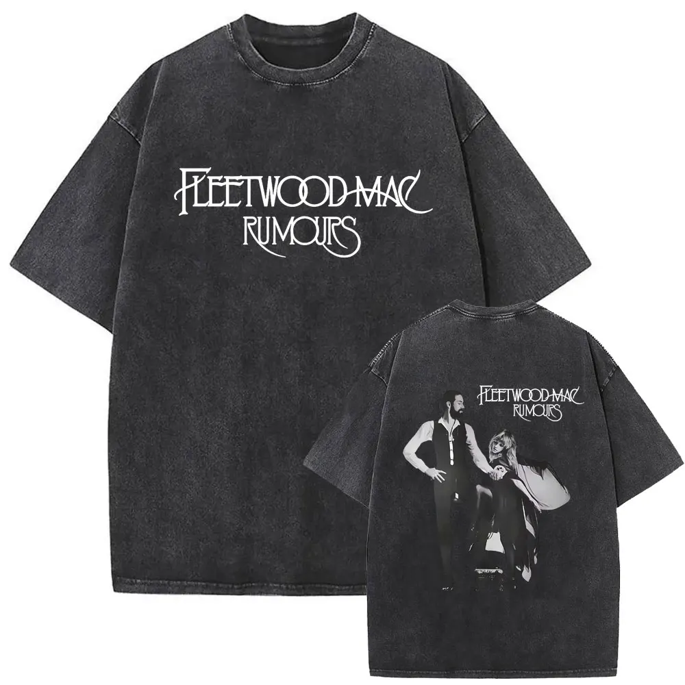 

Washed Vintage Rock Band Fleetwood Mac Rumours Album Graphic T-shirt Stevie Nicks T Shirt Men Casual Cotton Oversized T-shirts