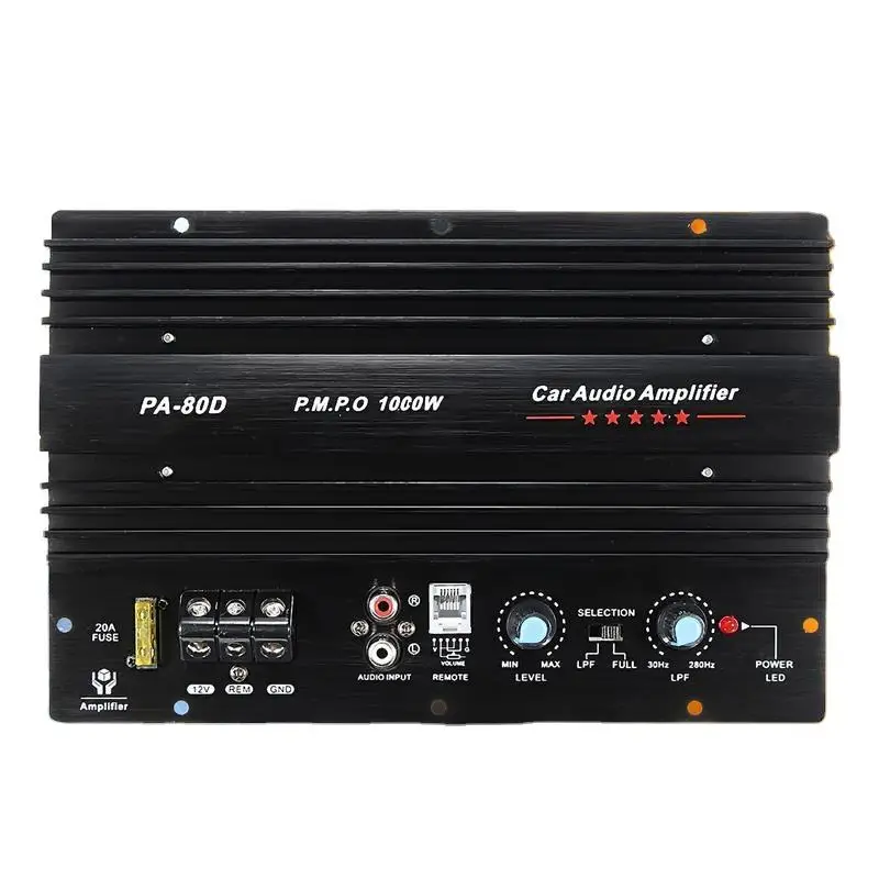 PA-80D Universal Car Amplifier Board 12V 1000W Mono Car Audio Power Amplifier Powerful Bass Subwoofers Amplifier For Car Modi