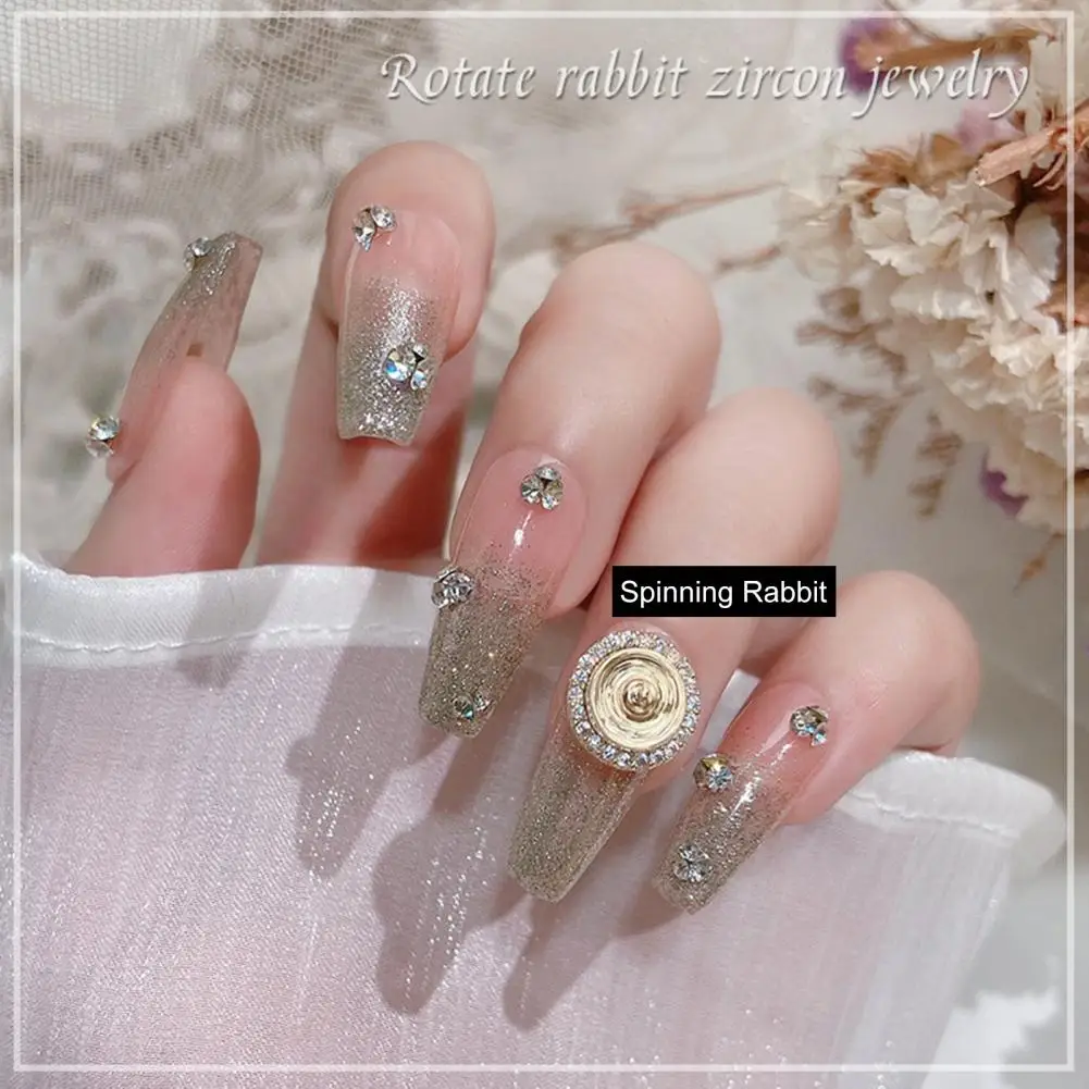 2Pcs Nail Art Decor Shining Three-dimensional Non-falling DIY Sparkling New Year Nail Art Bunny Zircon Jewelry Nail Supplies