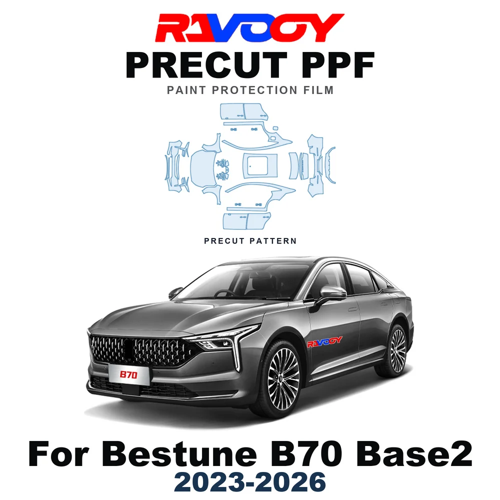 Precut PPF For Bestune B70 Base2 2023-2026 8.5mil TPU Paint Protection Film Hood Bonnet Bumper Headlight Self-Healing Clear Kit
