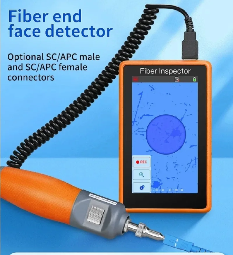 COMPTYCO AUA-600 Fiber Optic Cleaner 400X Fiber Optic Microscope 5-inch HD Touch Screen Inspection Probe Fiber End Face Detector