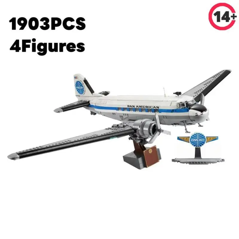 

NEW 1903PCS Creative Icons Douglas DC-3 Pan Am Airliner Model Building Blocks Compatiable LEGOED Toy For Adults Christmas Gifts