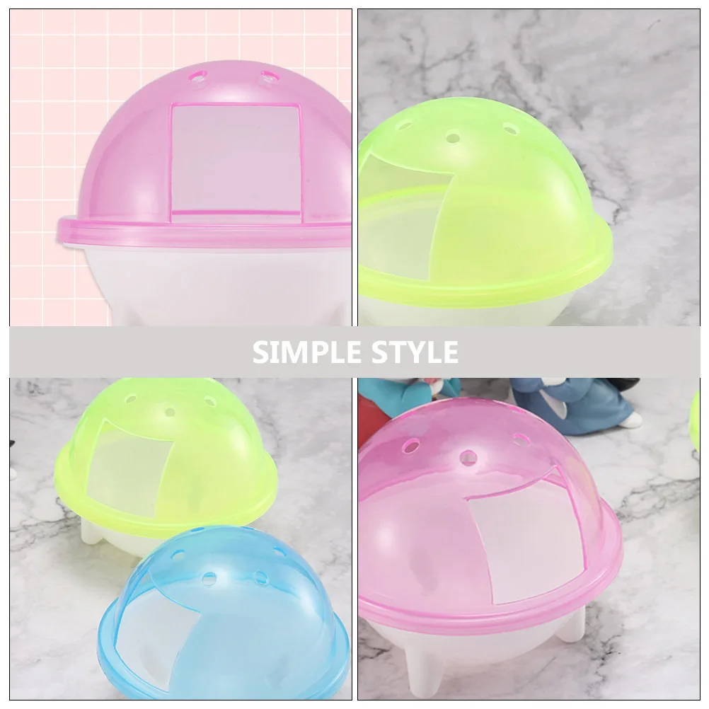 

3Pcs Hamster Sand Bath Room Transparent Pet Bathroom Container Space Capsule Shape Detachable Lightweight Anti-Slip Bottom Easy