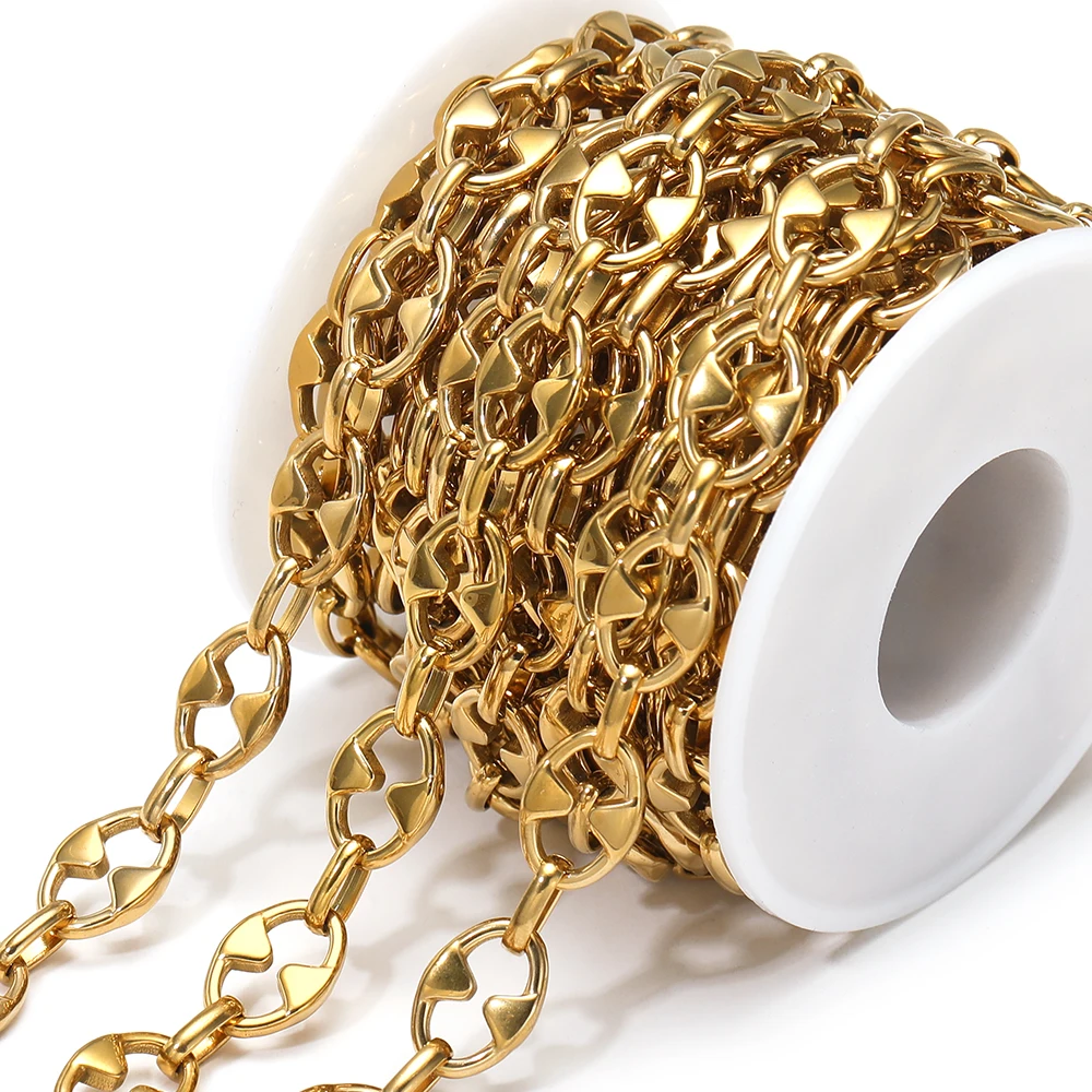 

1 Meter Gold Color Stainless Steel Heavy Pop Punk Necklaces Chain Hiphop Bracelets DIY Jewelry Making Findings Body Chains