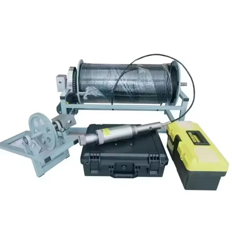 Manual Reel Well Borehole Camera 200M Cable,360° Rotation Dual‑View with 8 Inch HD Screen Underground Inspection Accessory