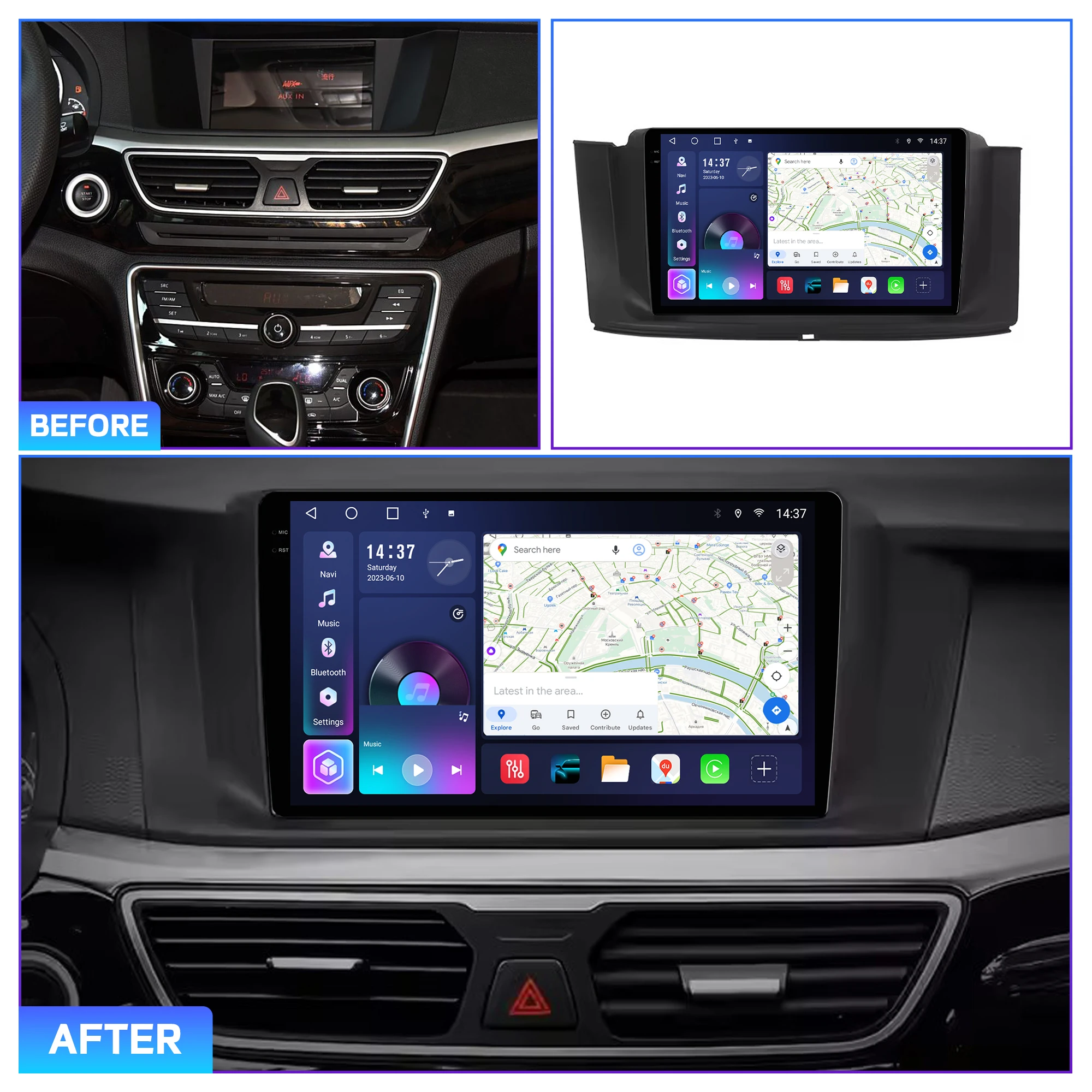 Penhui Android Car DVD Player 2 Din for Geely Emgrand GT GC9 Borui 2015-2017 Multimedia Screen with DSP, Bluetooth, & CarPlay