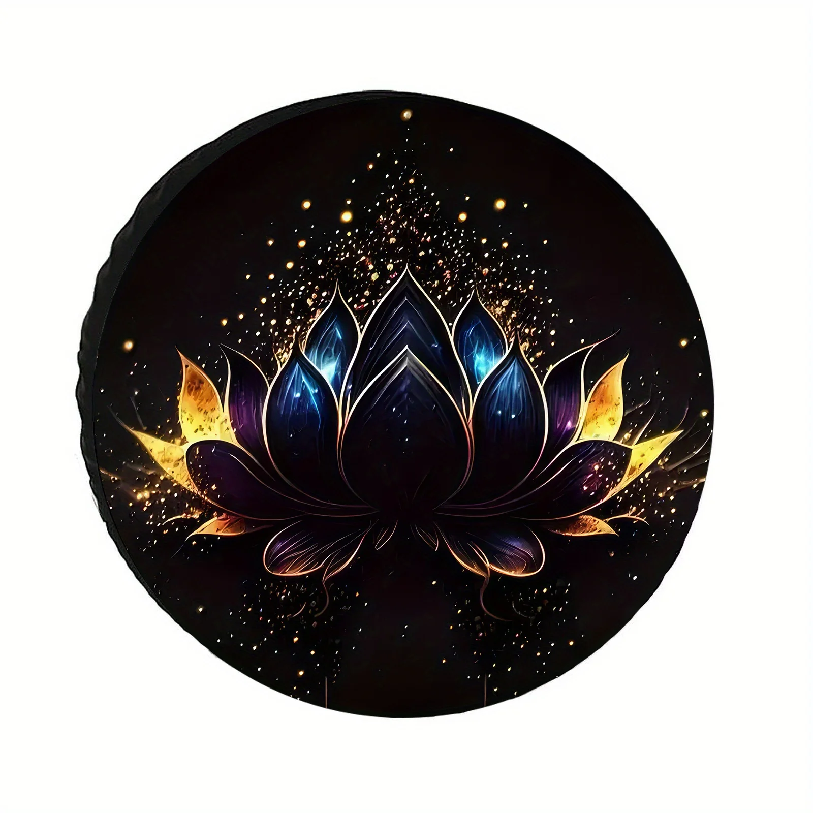 

Sparkling Golden For Lotus Tire Cover - Durable Polyester Fit Spare Tire Protector With Cosmic Starry Night Design, Weatherproof