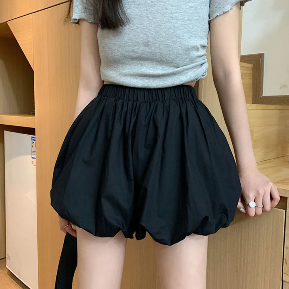 Fashion Terylene High-waisted a-line Shorts High Waist a-word Baggy Bloomers Stretchy Wide Leg Bloomers Women