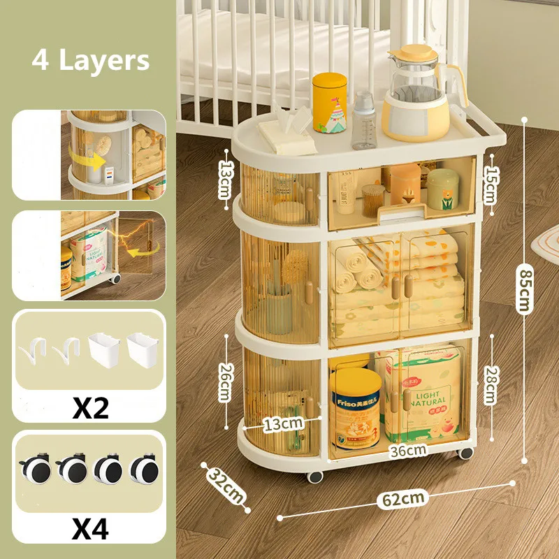 Simple Trolley Rack Living Room Floor Foldable Dust Resistant Multi-Layer Snack Toys Sundries Organizer Storage Rack