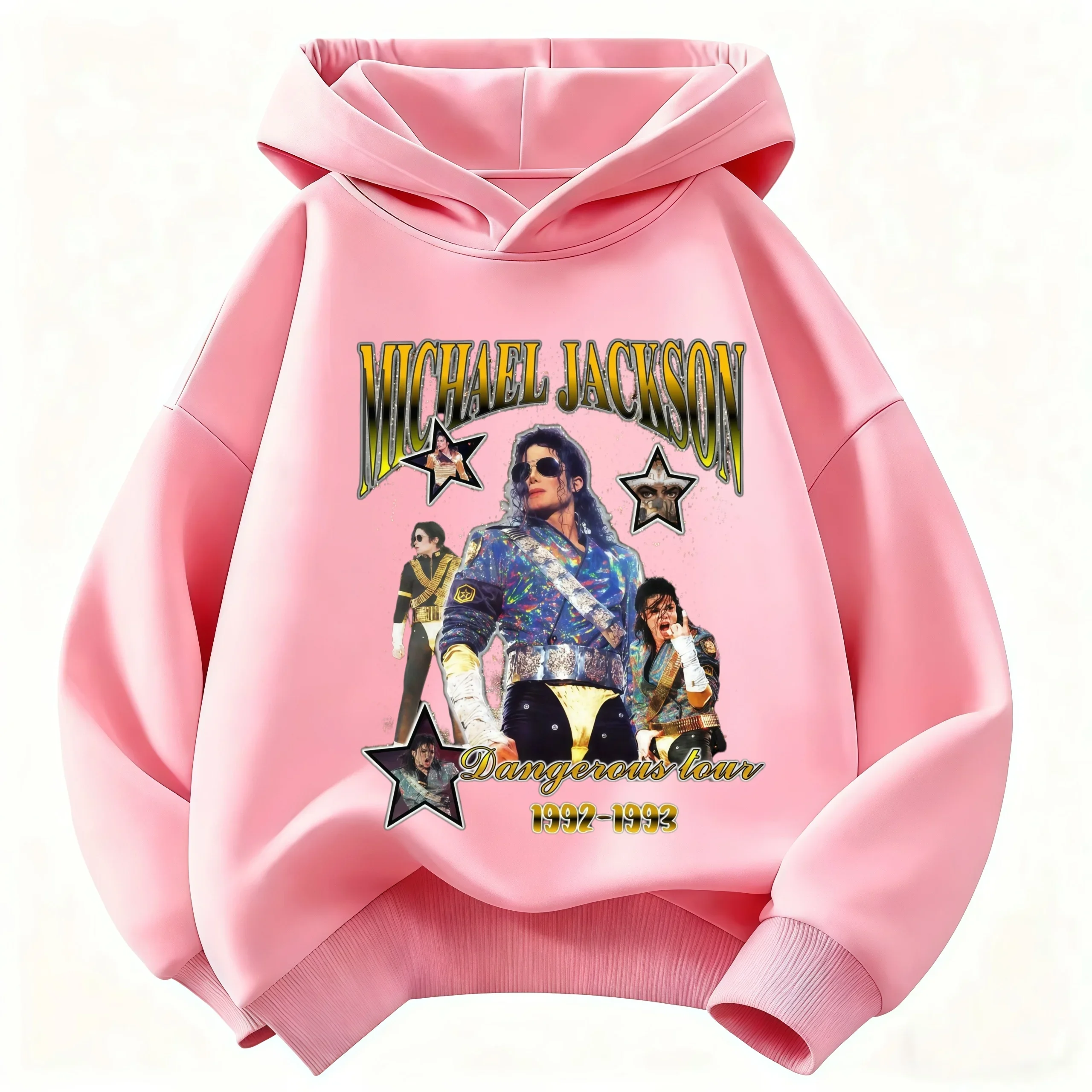 Kinder-Hoodie Michael Jackson Dangerous 35. Jubiläum Print Sweatshirt Mode Jungen Mädchen Lässiger Langarm-Hoodie Streetwear – Detail 6