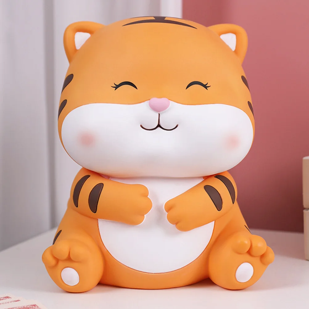 

Tiger Shaped Saving Pot Small Vinyl Desk Decoration Coin Storage Kids Room Adornment Exquisite Craftsmanship Durable Non Fading