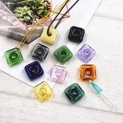 1X Square Diffuser Perfume Refillable Handmade Essential Oil Aromatherapy Bottle Pendant Jewelry Indicates Lucky Glass Pendant