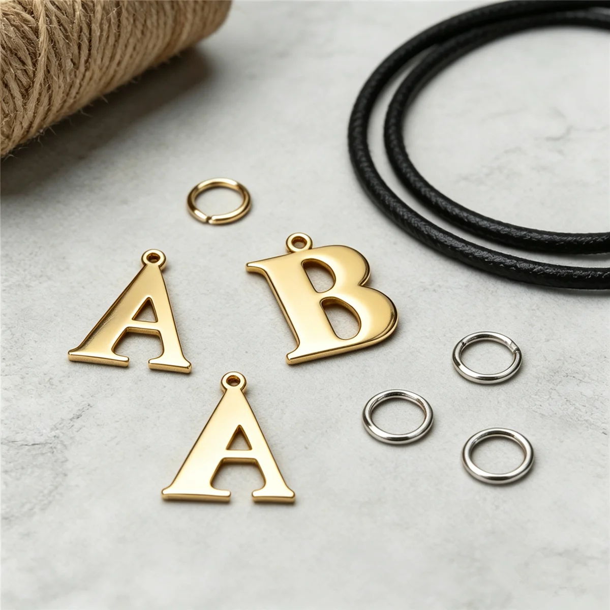 RUEMOY Gold Tone Stainless Steel Single A-Z Letter Charm Alphabet Pendant for DIY Necklace Keychain Fashion Jewelry