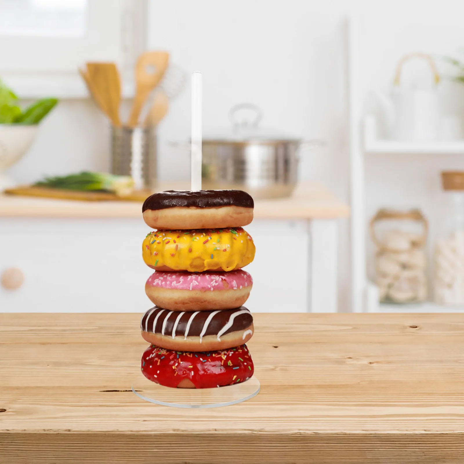 

2Pcs Display Stand for Donuts Clear Acrylic Party Dessert Holder Ideal for Wedding Birthday Celebration Decor Setup