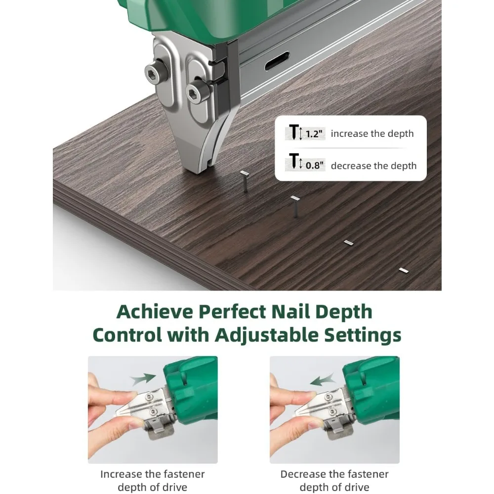 Paku Tembak Tanpa Kabel 18 Gauge dengan Baterai Ganda 2.0Ah dan Pengisi Daya Cepat, Termasuk 5000 Paku, Trigger Tunggal dan Kontak, 180 Paku