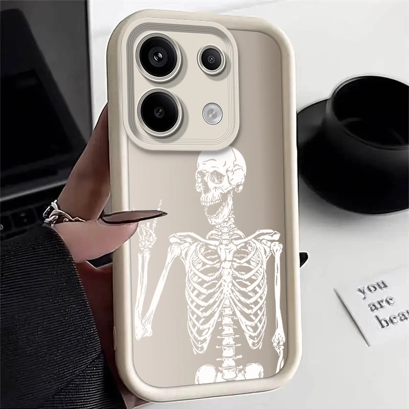 note13 pro Skull Silicone Phone Case On For Xiaomi Redmi Note 13 Pro Plus 4G 5G Redmi 13c A1 A2 A3 Plus Cover