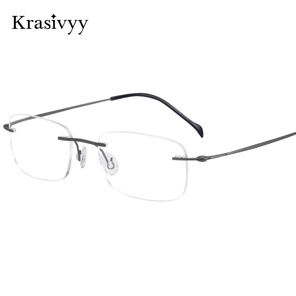 

Krasivyy очки без оправы, мужские очки из чистого титана, сверхлегкие безвинтовые квадратные очки, женские качественные очки европейского бренда